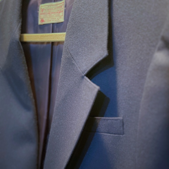 Pendleton Jackets & Blazers - 1970s Vintage Pendleton 100% Pure Virgin Wool Navy Blazer (Sz Petite 14)